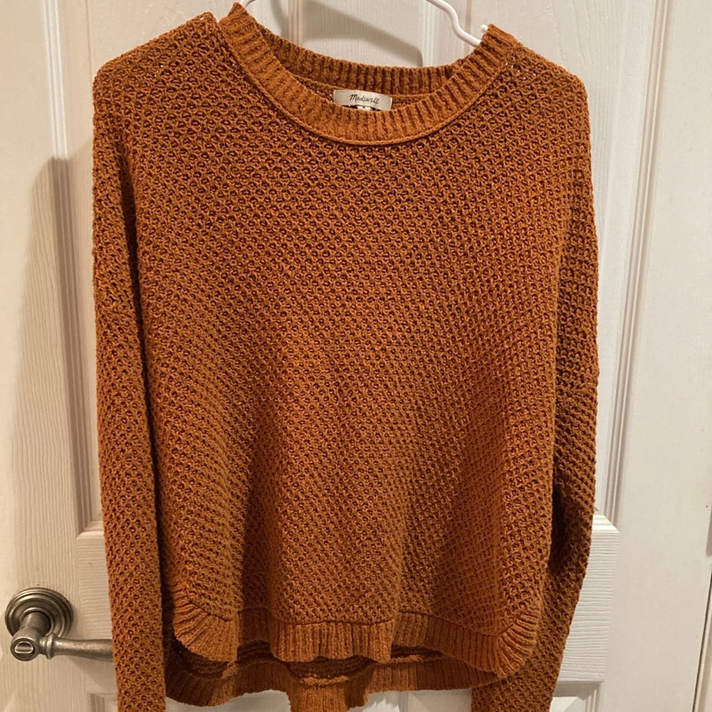 Madewell Brown Crew Neck Sweater Textured Knit